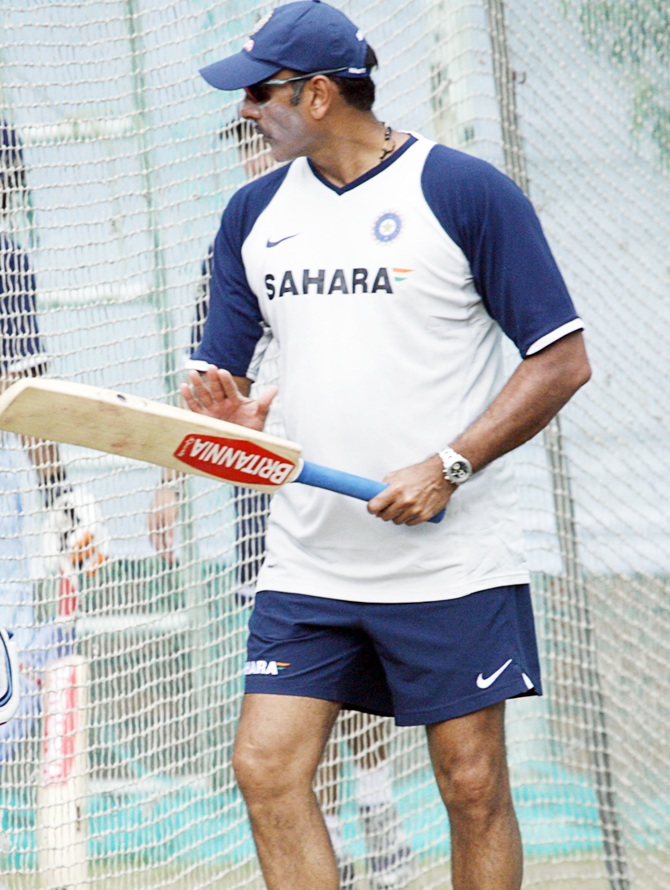 Ravi Shastri gives batting tips