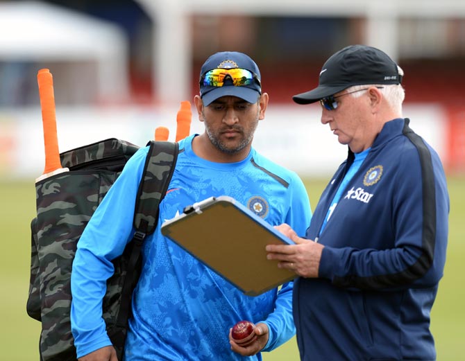 Indian captain MS Dhoni and coach Duncan Fletcher