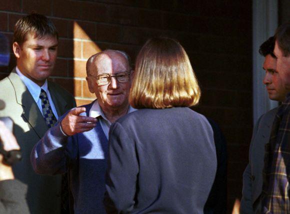 Sir Don Bradman, flanked by Sachin Tendulkar, right, and Shane Warne, left. Photograph: Reuters