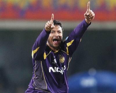 Shakib Al Hasan playing for Kolkata Knight Riders during the Indian Premier League