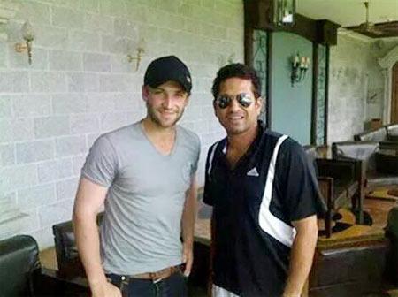 Phillip Hughes with Sachin Tendulkar