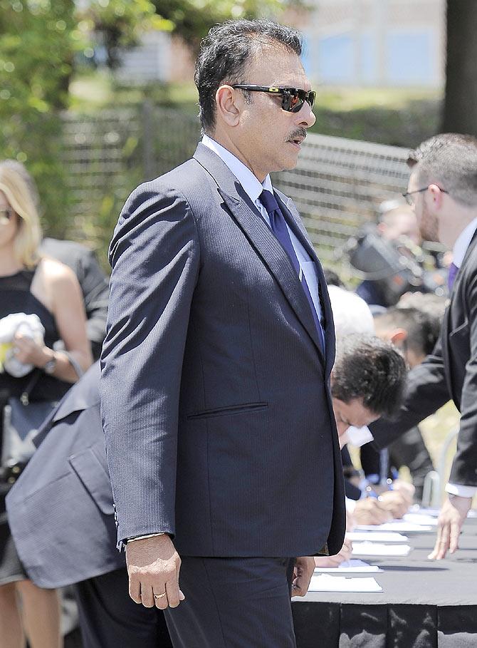 Ravi Shastri arrives ahead of Phillip Hughes's funeral