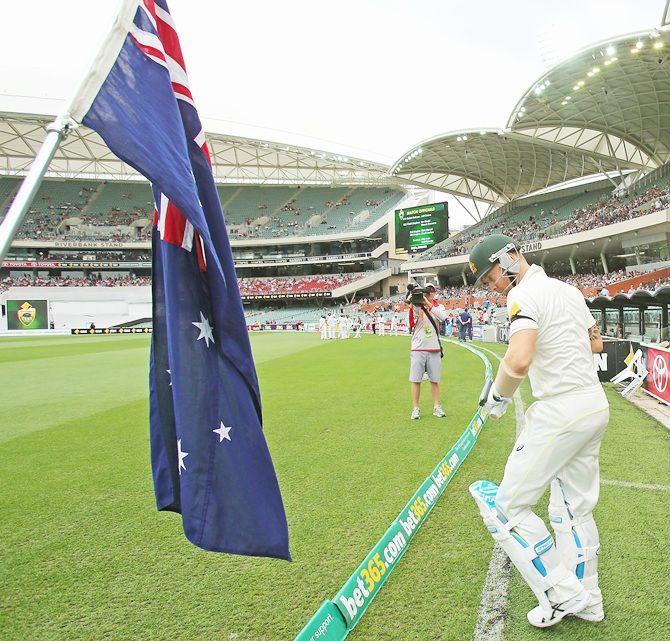 Michael Clarke of Australia walks out to bat during day two