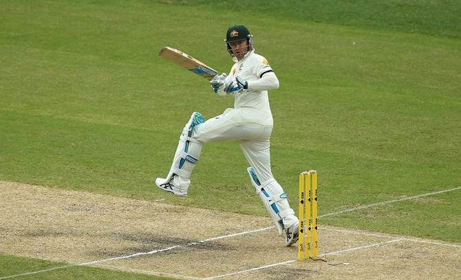 Michael Clarke on his way to a hundred on Day 2 of the first Test between Australia and India