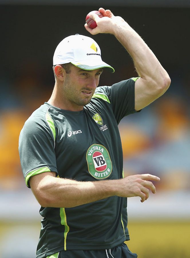 Shaun Marsh of Australia fields during an Australian nets session at The Gabba in Brisbane on Tuesday