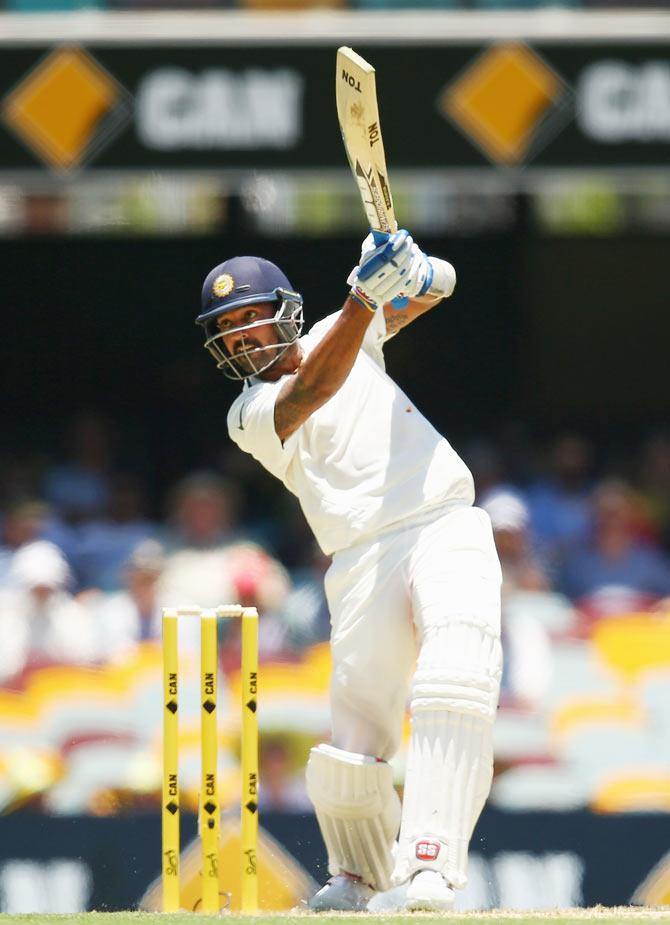 Murali Vijay on his way to a hundred in the second Test at the Gabba in Brisbane, December 18, 2014. Photograph: Cameron Spencer/Getty Images