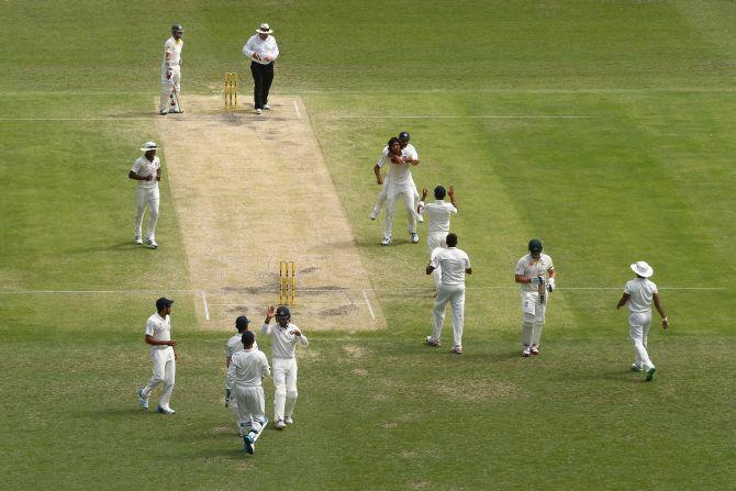 Ishant Sharma of India celebrates