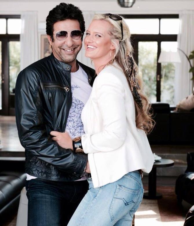 Wasim Akram with his wife