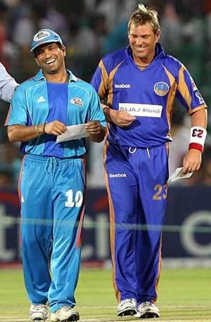 Tendulkar and Warne during the IPL