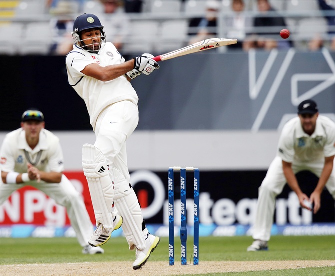 Rohit Sharma hits a four on Day 2 of the first Test