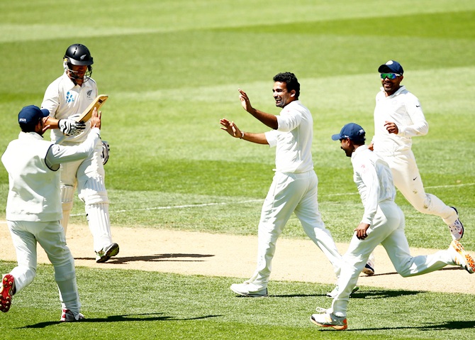 Zaheer Khan celebrates a wicket