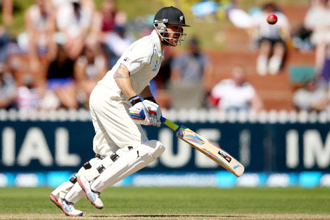 Brendon McCullum of New Zealand bats during day three