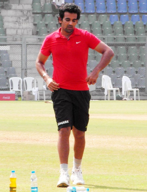 Zaheer Khan during a training session