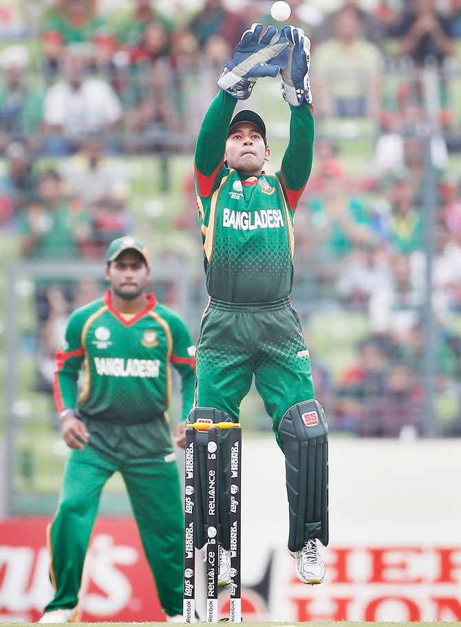 Mushfiqur Rahim of Bangladesh keeps wickets