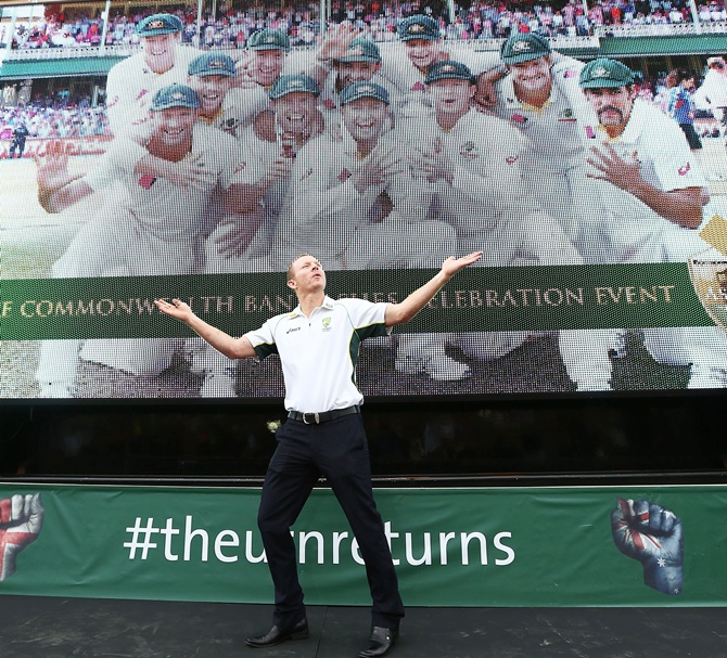 Chris Rogers dances on stage during the celebrations
