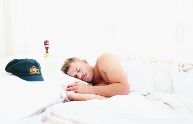 PHOTOS: David Warner sleeps with the Ashes urn