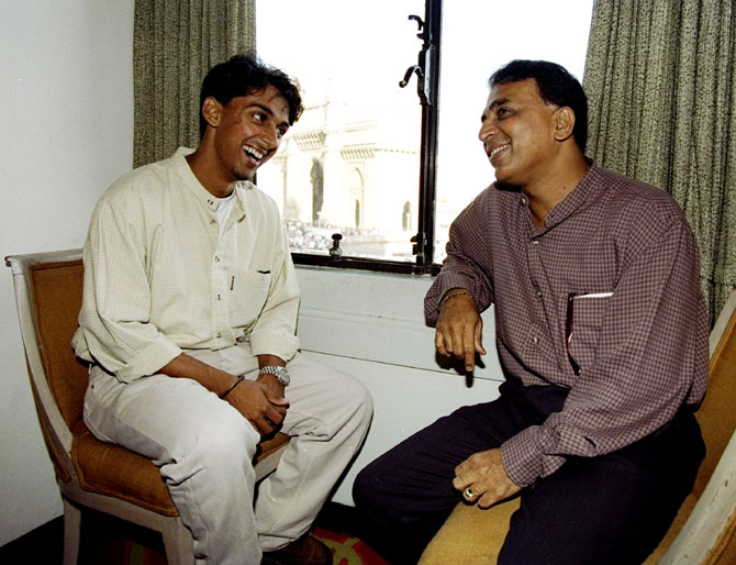 Sunil Gavaskar of India bonding with his son Rohan in this file photo