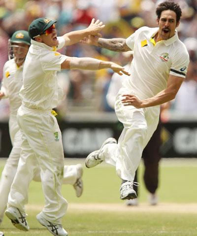 David Warner and Mitchell Johnson