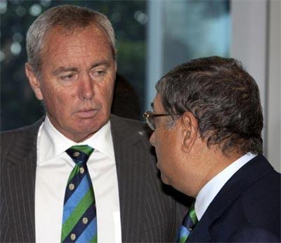 ICC president Alan Isaac and BCCI chief N Srinivasan