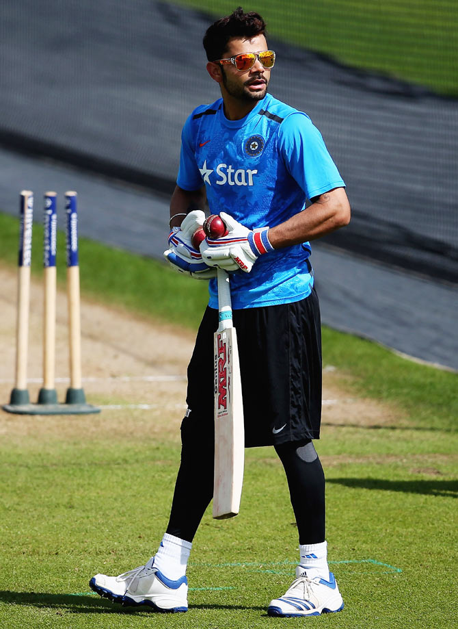 Virat Kohli of India during a nets session on Monday