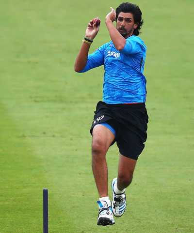 Ishant Sharma of India in action during a nets session ahead of the first Test at Trent Bridge
