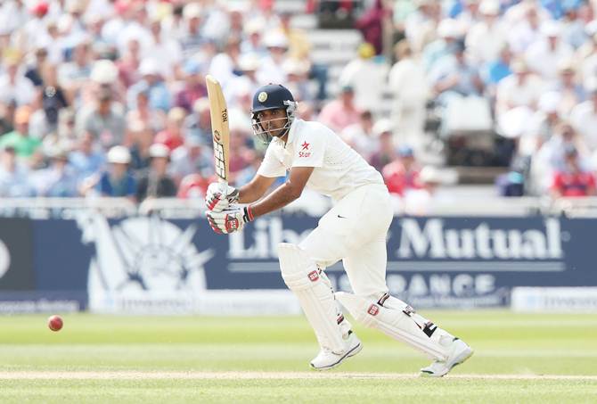 Bhuvneshwar Kumar of India bats during Day 2 of the first Test against England at Trent Bridge