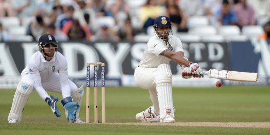 Stuart Binny plays a reverse sweep during his knock