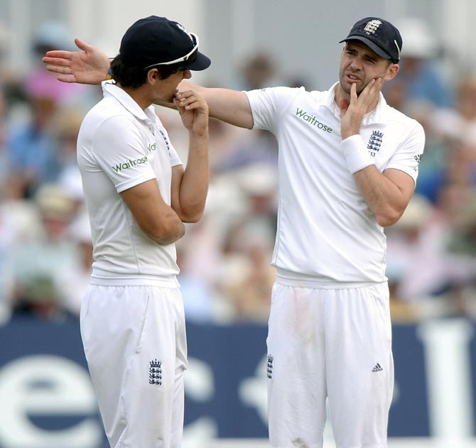 Alastair Cook (left) with James Anderson