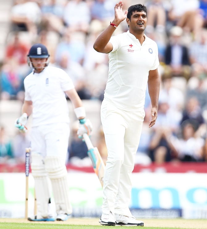 India bowler Pankaj Singh politely enquires for a decision on England batsman Ian Bell during day two of the 3rd Investec Test