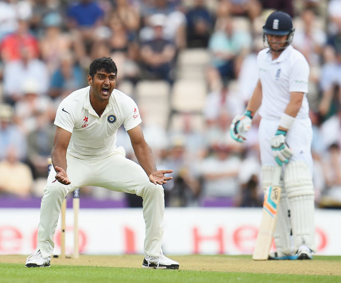 Pankaj Singh of India looks disapointed after his appeals for the wicket of Ian Bell was turned down