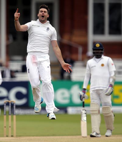 James Anderson of England celebrates