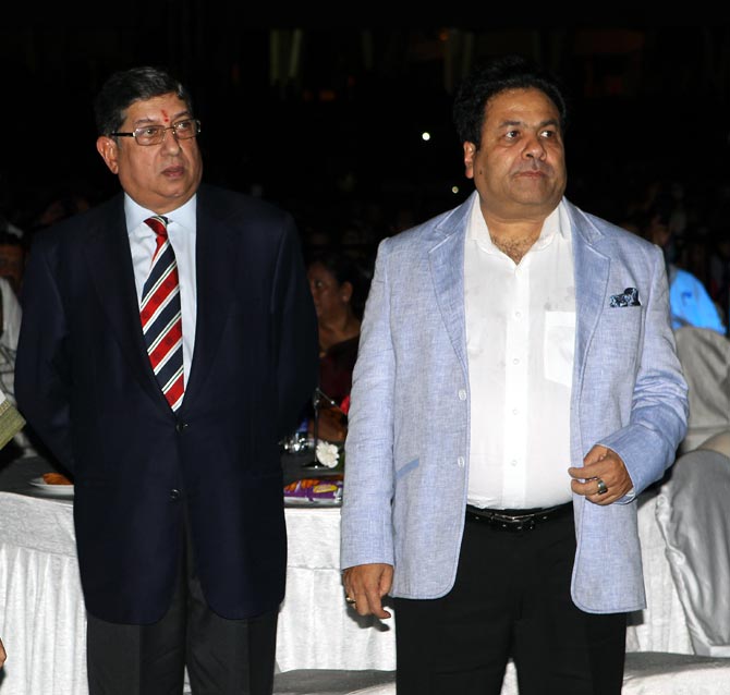 Narayanaswami Srinivasan (left) with Rajiv Shukla