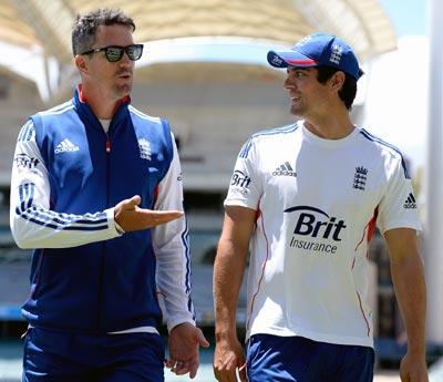 Kevin Pietersen (left) with Alastair Cook