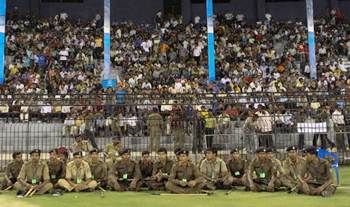 Police personnel on duty at an IPL match