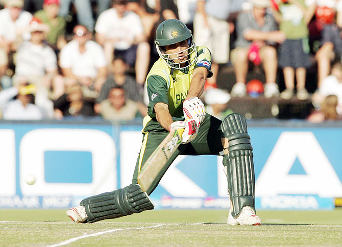 Misbah-ul-Haq in action in the final