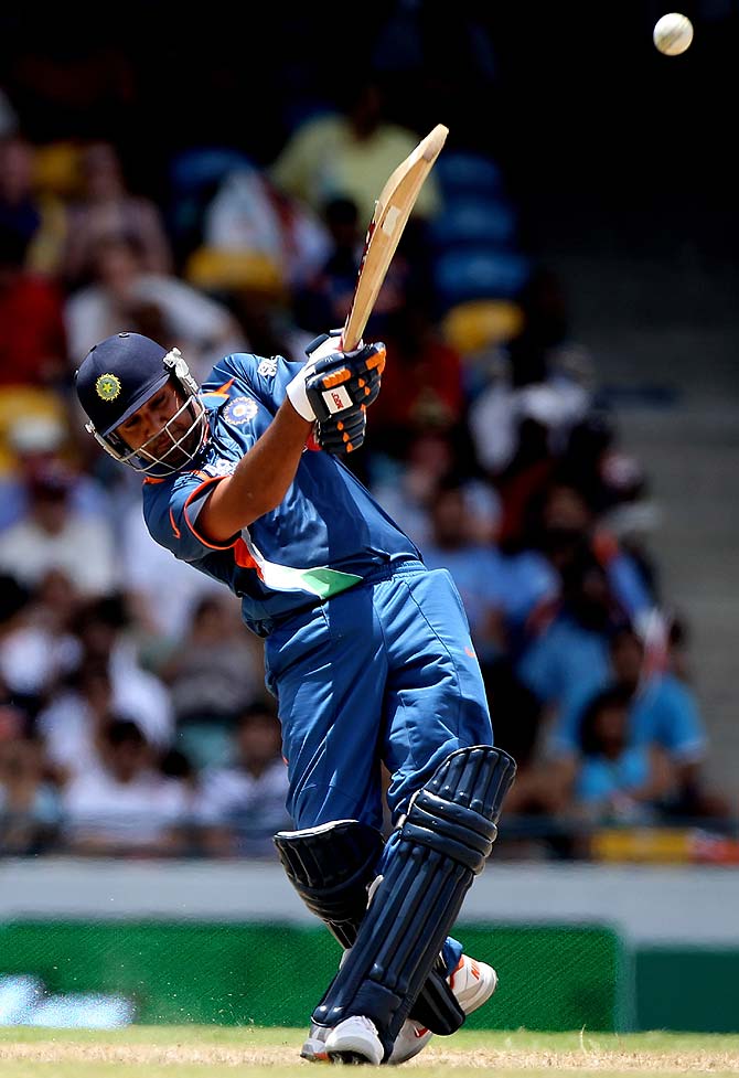 Rohit Sharma in action during the game against Australia in Bridgetown.