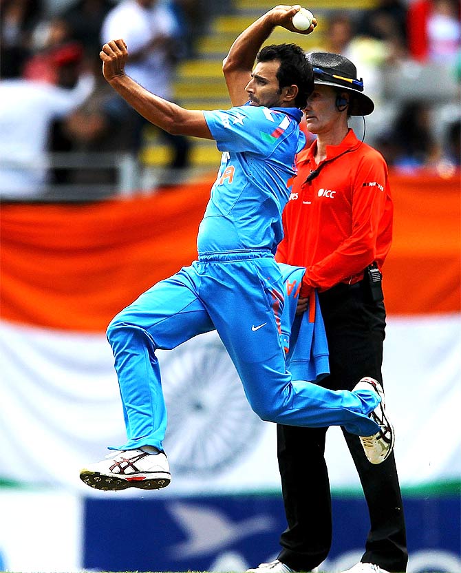 Mohammed Shami of India bowls