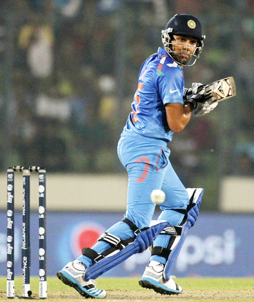 India's Rohit Sharma in action against Bangladesh