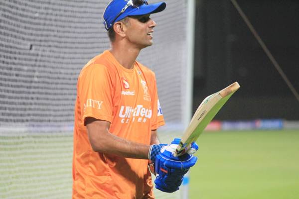 Rahul Dravid during a Rajasthan Royals practice session.
