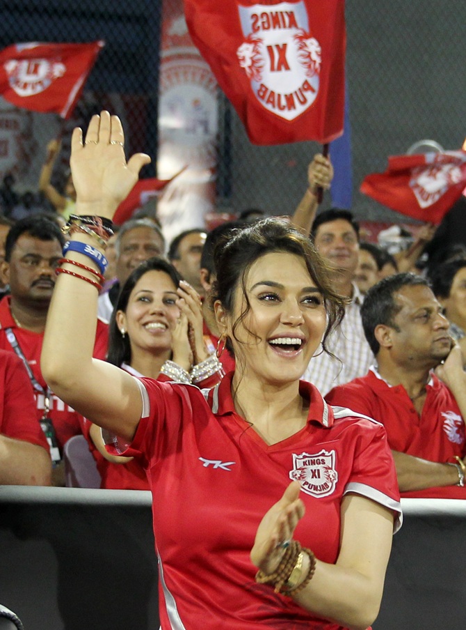 Preity Zinta cheers for her team