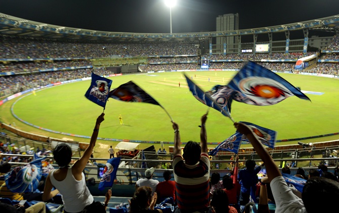 Fans at the Wankhede stadium, Mumbai