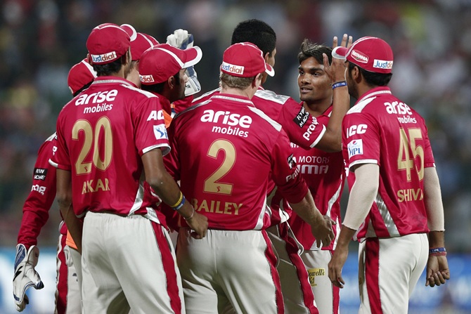 Kings XI Punjab players celebrate