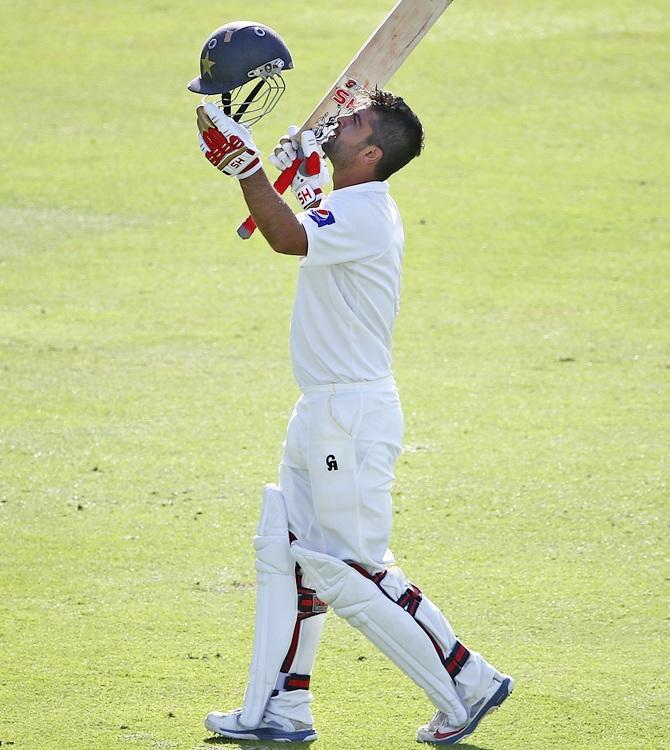 Ahmed Shehzad of Pakistan celebrates