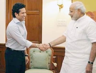Sachin Tendulkar with Prime Minister Narendra Modi last month 