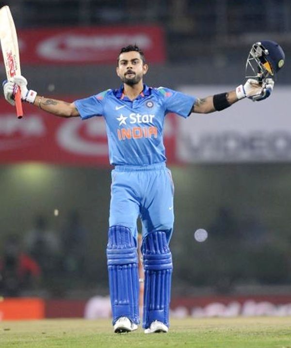 Virat Kohli captain of India reacts after hitting the winning shot in Ranchi