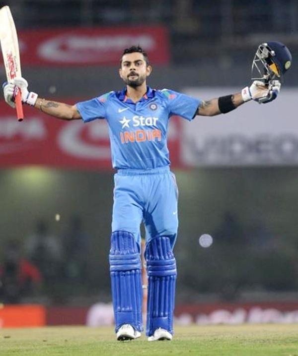 Virat Kohli captain of India reacts after hitting the winning shot in Ranchi