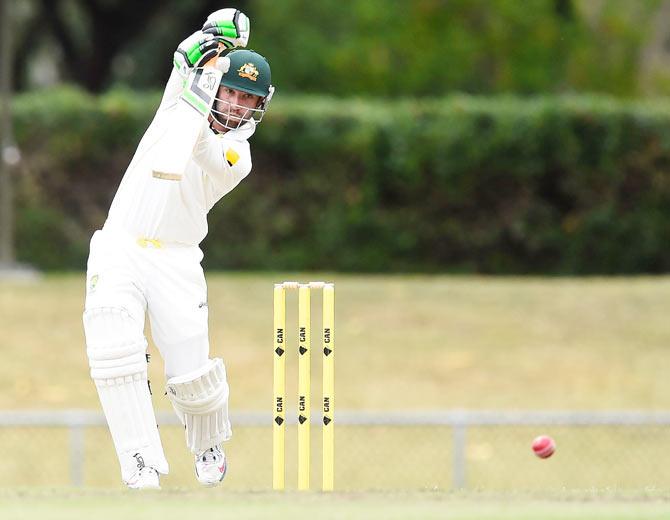 Phil Hughes of Australia 'A' bats during the match between Australia 'A' and South Africa 'A' at Tony Ireland Stadium on August 9, 2014