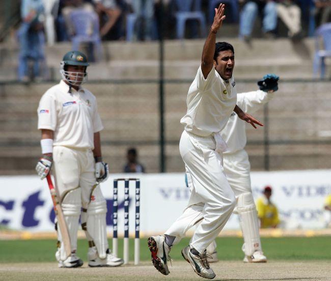 Anil Kumble appeals for a wicket. Photograph: Hamish Blair/Getty Images