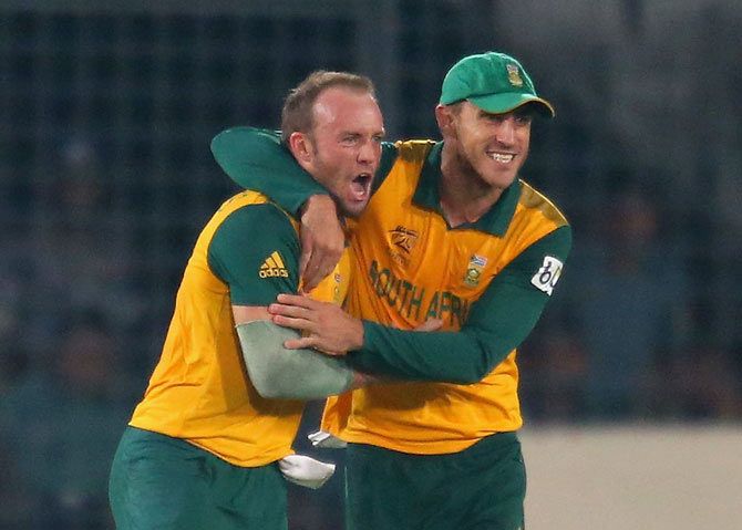 AB de Villiers and Faf du Plessis of South Africa 