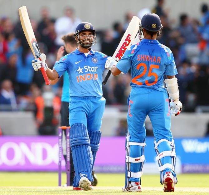 Ajinkya Rahane (left) and Shikhar Dhawan